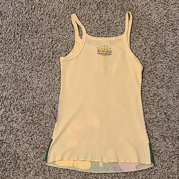 Disney Resort Women's Yellow Tank Top Mickey Mouse & Tinker Bell Small Waffle - Picture 6 of 7